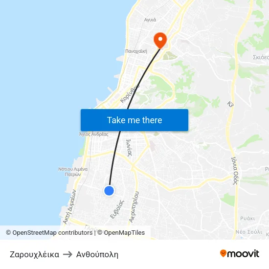Ζαρουχλέικα to Ανθούπολη map