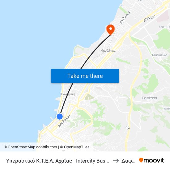 Υπεραστικό Κ.Τ.Ε.Λ. Αχαΐας - Intercity Buses Of Achaia to Δάφνες map