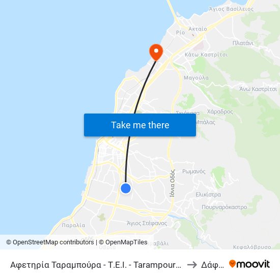 Αφετηρία Ταραμπούρα - Τ.Ε.Ι. - Tarampoura - T.E.I. (Start) to Δάφνες map