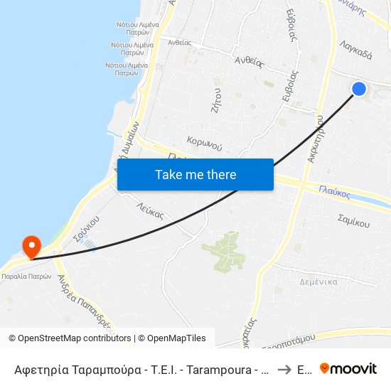 Αφετηρία Ταραμπούρα - Τ.Ε.Ι. - Tarampoura - T.E.I. (Start) to Εύα map