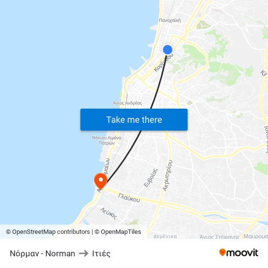 Νόρμαν - Norman to Ιτιές map