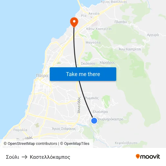 Σούλι to Καστελλόκαμπος map