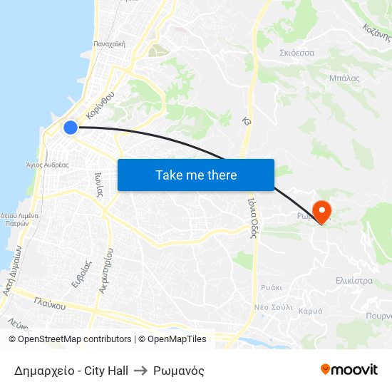 Δημαρχείο - City Hall to Ρωμανός map