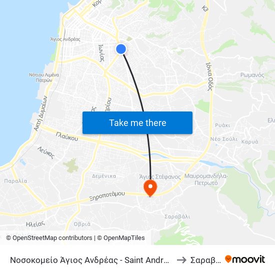 Νοσοκομείο Άγιος Ανδρέας - Saint Andrew Hospital to Σαραβάλι map