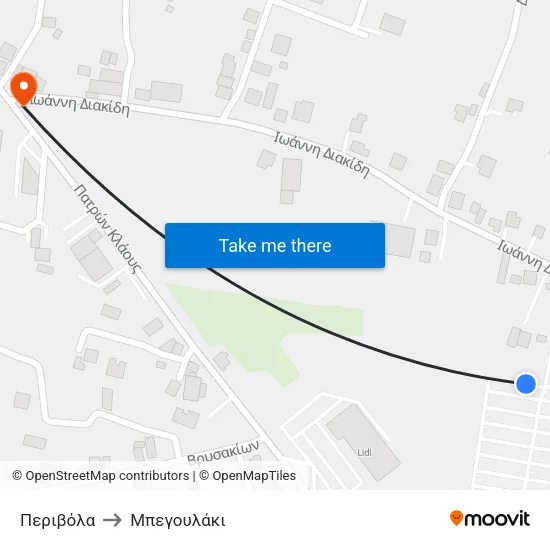 Περιβόλα to Μπεγουλάκι map
