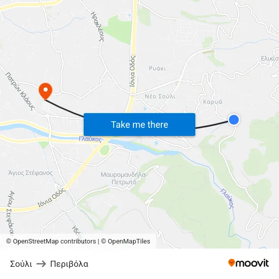 Σούλι to Περιβόλα map