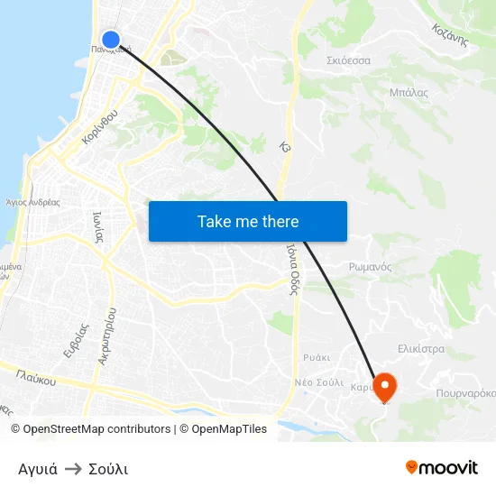 Αγυιά to Σούλι map