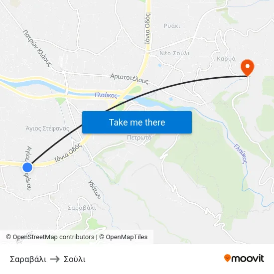 Σαραβάλι to Σούλι map