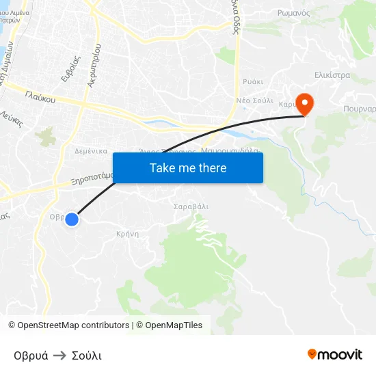Οβρυά to Σούλι map
