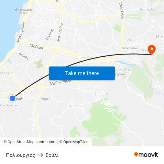 Παλιουργιάς to Σούλι map