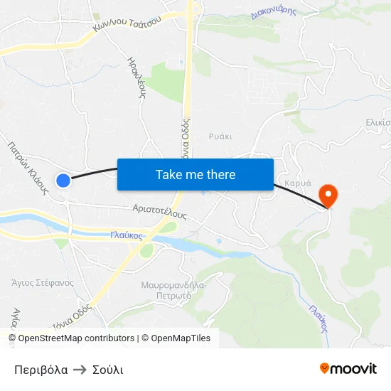 Περιβόλα to Σούλι map