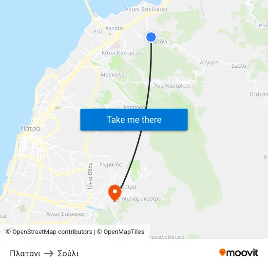 Πλατάνι to Σούλι map