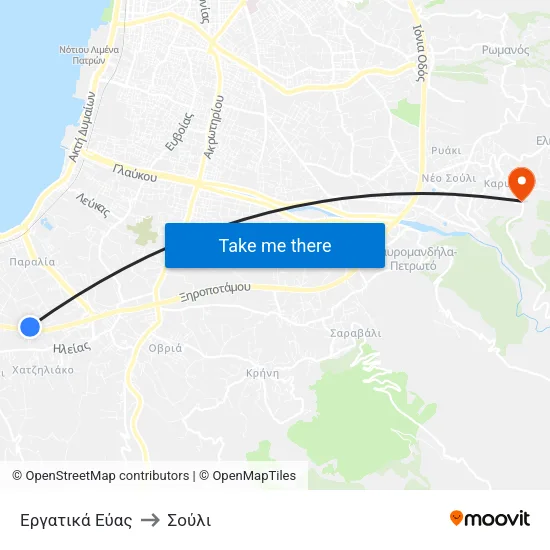 Εργατικά Εύας to Σούλι map