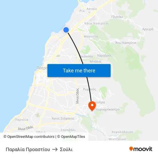 Παραλία Προαστίου to Σούλι map