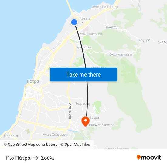 Ρίο Πάτρα to Σούλι map