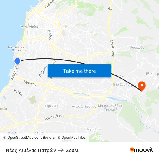Νέος Λιμένας Πατρών to Σούλι map