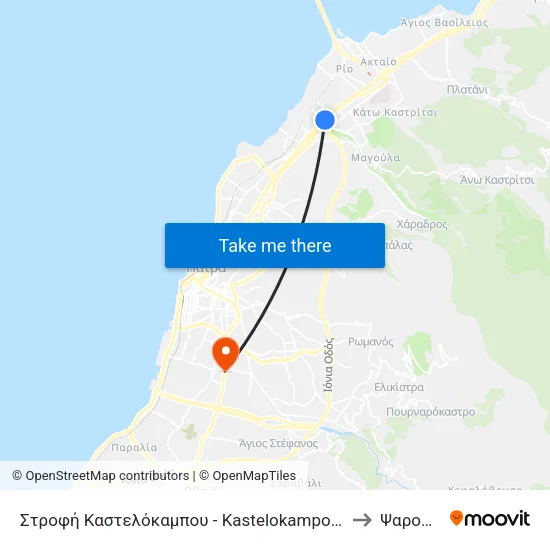 Στροφή Καστελόκαμπου - Kastelokampos Turn to Ψαροφάι map