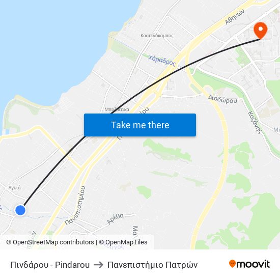 Πινδάρου - Pindarou to Πανεπιστήμιο Πατρών map