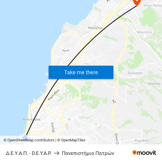 Δ.Ε.Υ.Α.Π. - D.E.Y.A.P. to Πανεπιστήμιο Πατρών map