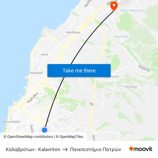 Καλαβρύτων - Kalavriton to Πανεπιστήμιο Πατρών map
