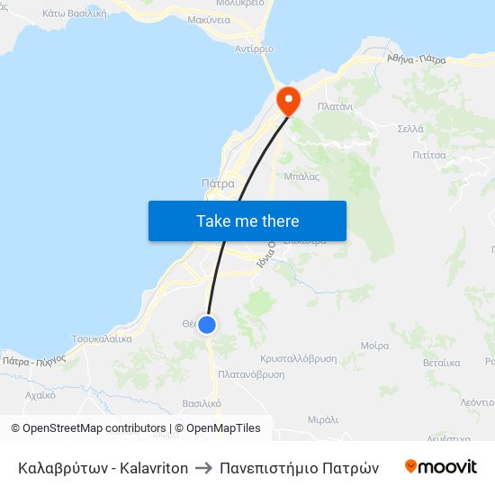 Καλαβρύτων - Kalavriton to Πανεπιστήμιο Πατρών map