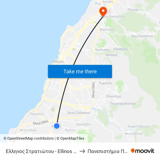 Έλληνος Στρατιώτου - Ellinos Stratiotou to Πανεπιστήμιο Πατρών map