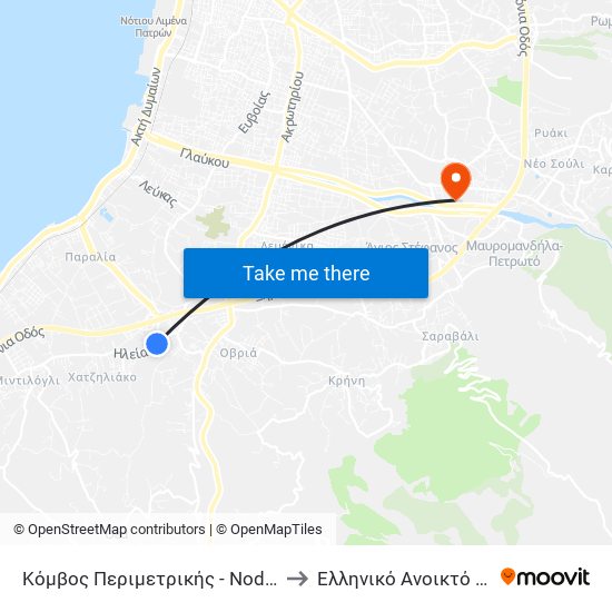 Κόμβος Περιμετρικής - Node Of Perimeter Road to Ελληνικό Ανοικτό Πανεπιστήμιο map