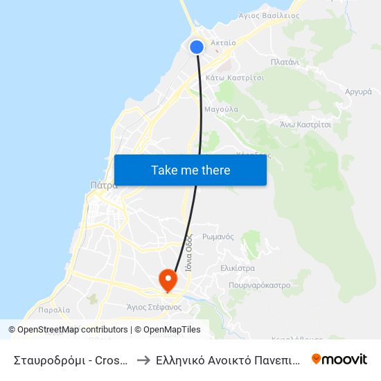 Σταυροδρόμι - Crossroad to Ελληνικό Ανοικτό Πανεπιστήμιο map