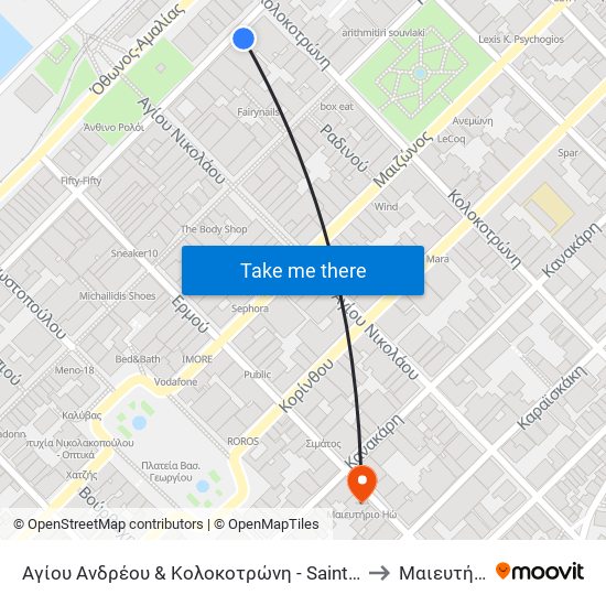 Αγίου Ανδρέου & Κολοκοτρώνη - Saint Andrew's & Kolokotroni to Μαιευτήριο Ηώ map