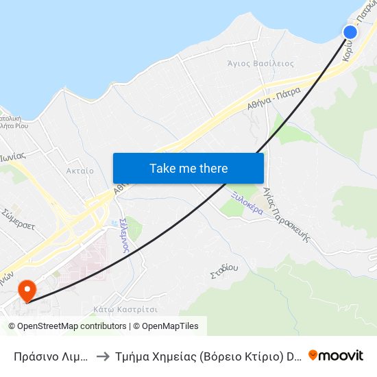 Πράσινο Λιμανάκι (Πάνορμος) to Τμήμα Xημείας (Βόρειο Κτίριο) Department Of Chemistry (North Building) map