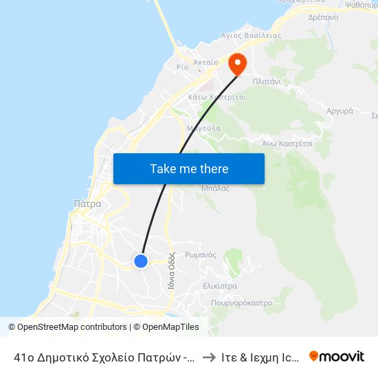 41ο Δημοτικό Σχολείο Πατρών - 41st Primary School to Ιτε & Ιεχμη Iceht & Forth map