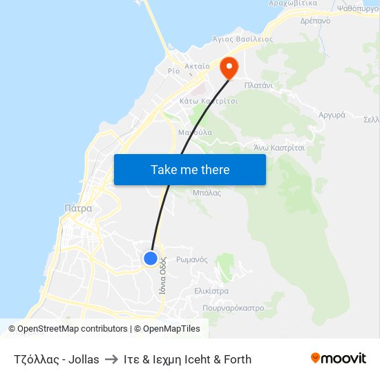 Τζόλλας - Jollas to Ιτε & Ιεχμη Iceht & Forth map