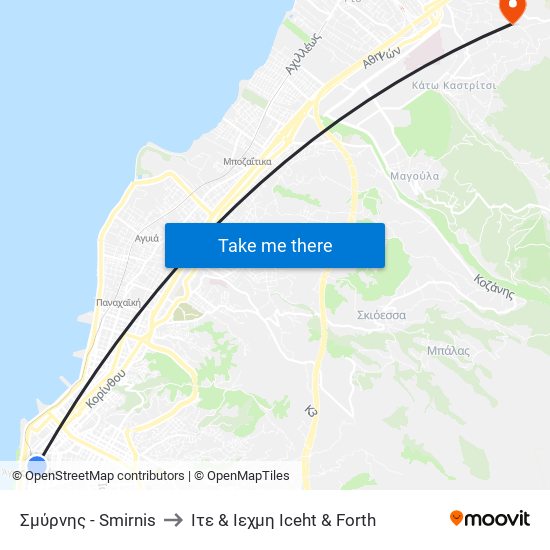 Σμύρνης - Smirnis to Ιτε & Ιεχμη Iceht & Forth map