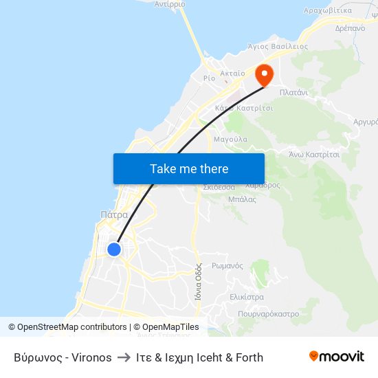 Βύρωνος - Vironos to Ιτε & Ιεχμη Iceht & Forth map