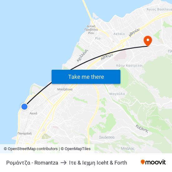 Ρομάντζα - Romantza to Ιτε & Ιεχμη Iceht & Forth map