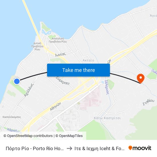 Πόρτο Ρίο - Porto Rio Hotel to Ιτε & Ιεχμη Iceht & Forth map