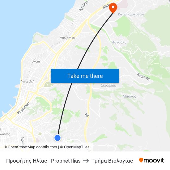 Προφήτης Ηλίας - Prophet Ilias to Τμήμα Βιολογίας map