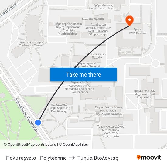 Πολυτεχνείο - Polytechnic to Τμήμα Βιολογίας map