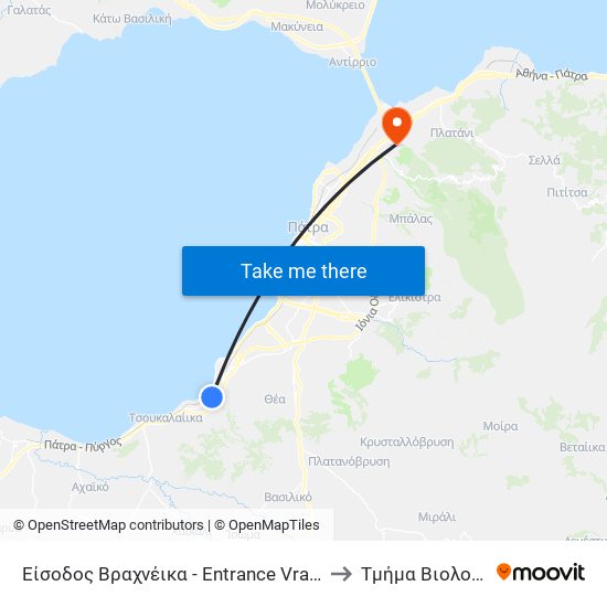 Είσοδος Βραχνέικα - Entrance Vrachneika to Τμήμα Βιολογίας map