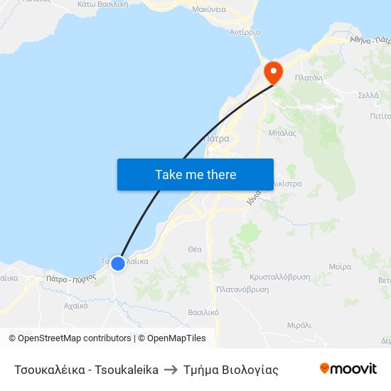 Τσουκαλέικα - Tsoukaleika to Τμήμα Βιολογίας map