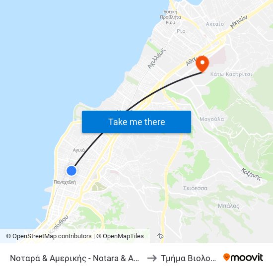Νοταρά & Αμερικής - Notara & Amerikis to Τμήμα Βιολογίας map