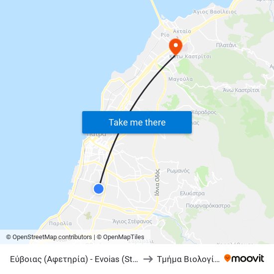 Εύβοιας (Αφετηρία) -  Evoias (Start) to Τμήμα Βιολογίας map