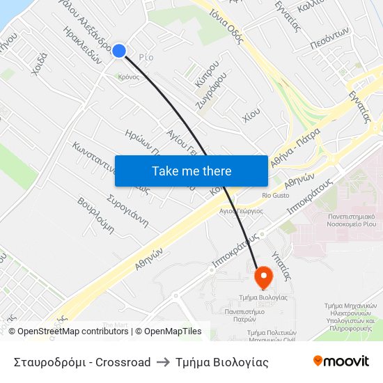 Σταυροδρόμι - Crossroad to Τμήμα Βιολογίας map