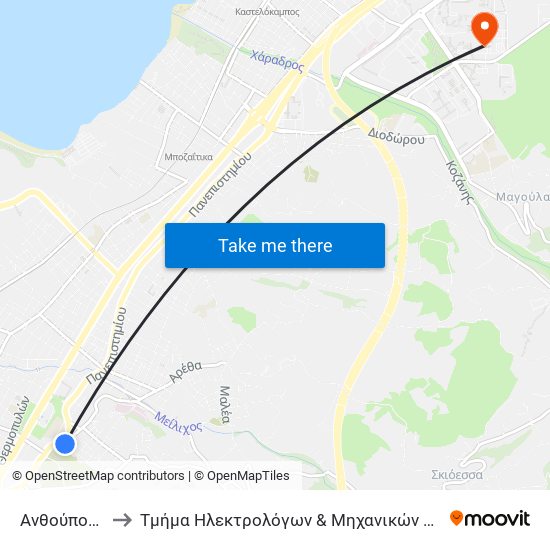 Ανθούπολη - Anthoupoli to Τμήμα Ηλεκτρολόγων & Μηχανικών Υπολογιστών Electrical & Computer Engineering map