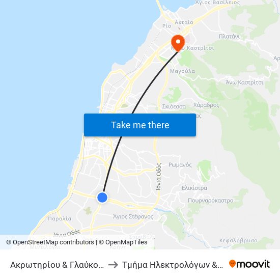 Ακρωτηρίου & Γλαύκου (Προς Πάτρα) - Akrotiriou & Glafkou (Towards Centre) to Τμήμα Ηλεκτρολόγων & Μηχανικών Υπολογιστών Electrical & Computer Engineering map