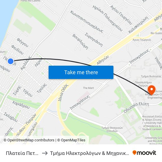 Πλατεία Πετμεζά - Petmeza Square to Τμήμα Ηλεκτρολόγων & Μηχανικών Υπολογιστών Electrical & Computer Engineering map