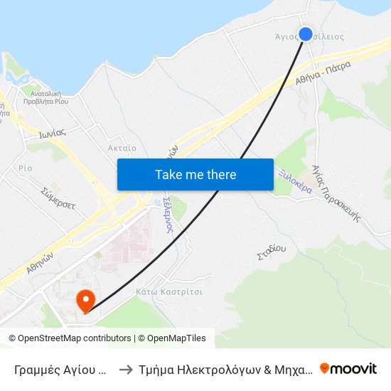 Γραμμές Αγίου Βασιλείου - Agios Vasileios Rails to Τμήμα Ηλεκτρολόγων & Μηχανικών Υπολογιστών Electrical & Computer Engineering map