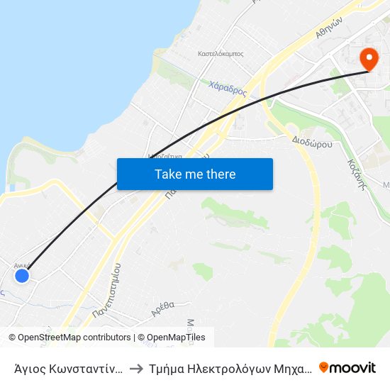 Άγιος Κωνσταντίνος - Saint Constantine to Τμήμα Ηλεκτρολόγων Μηχανικών & Τεχνολογίας Υαγιστών map