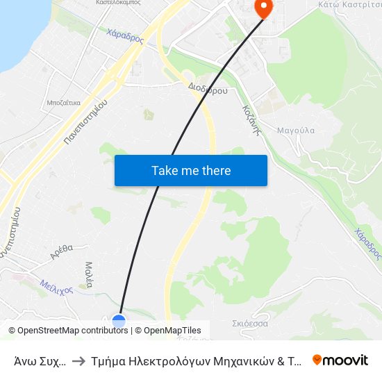 Άνω Συχαινά 2 to Τμήμα Ηλεκτρολόγων Μηχανικών & Τεχνολογίας Υαγιστών map