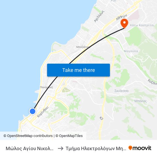 Μώλος Αγίου Νικολάου - Mole Of Agiou Nikolaou to Τμήμα Ηλεκτρολόγων Μηχανικών & Τεχνολογίας Υαγιστών map